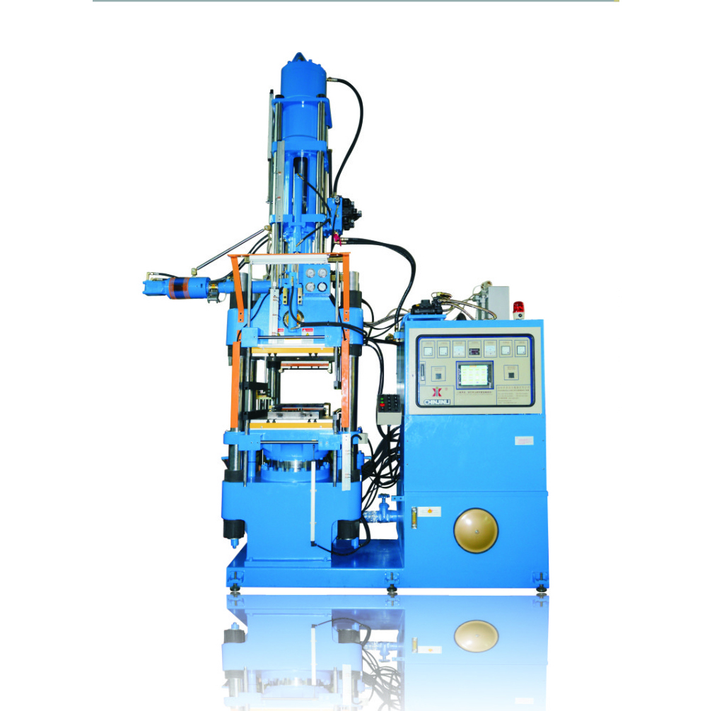 Vertical rubber injection machine with no housing